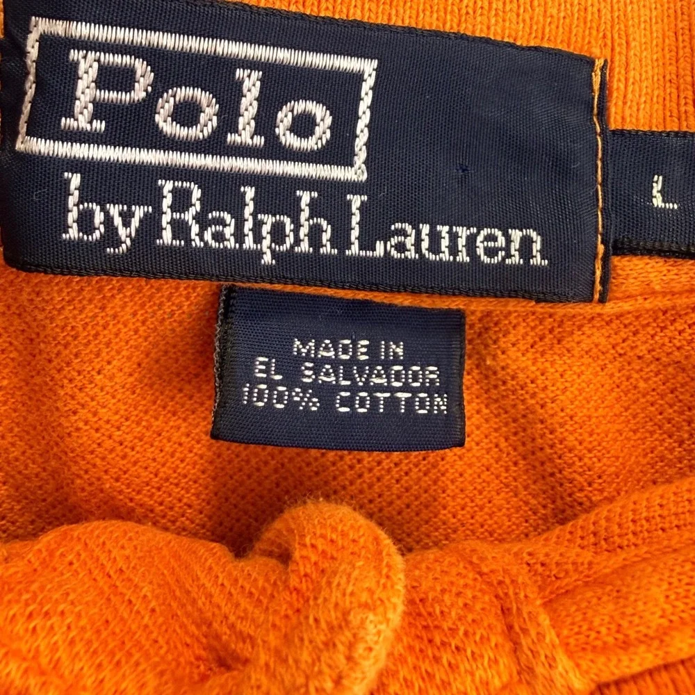 Vintage Polo Ralph‎ Lauren Polo Shirt Mens L Orange Embroidered Pony Cotton Golf
